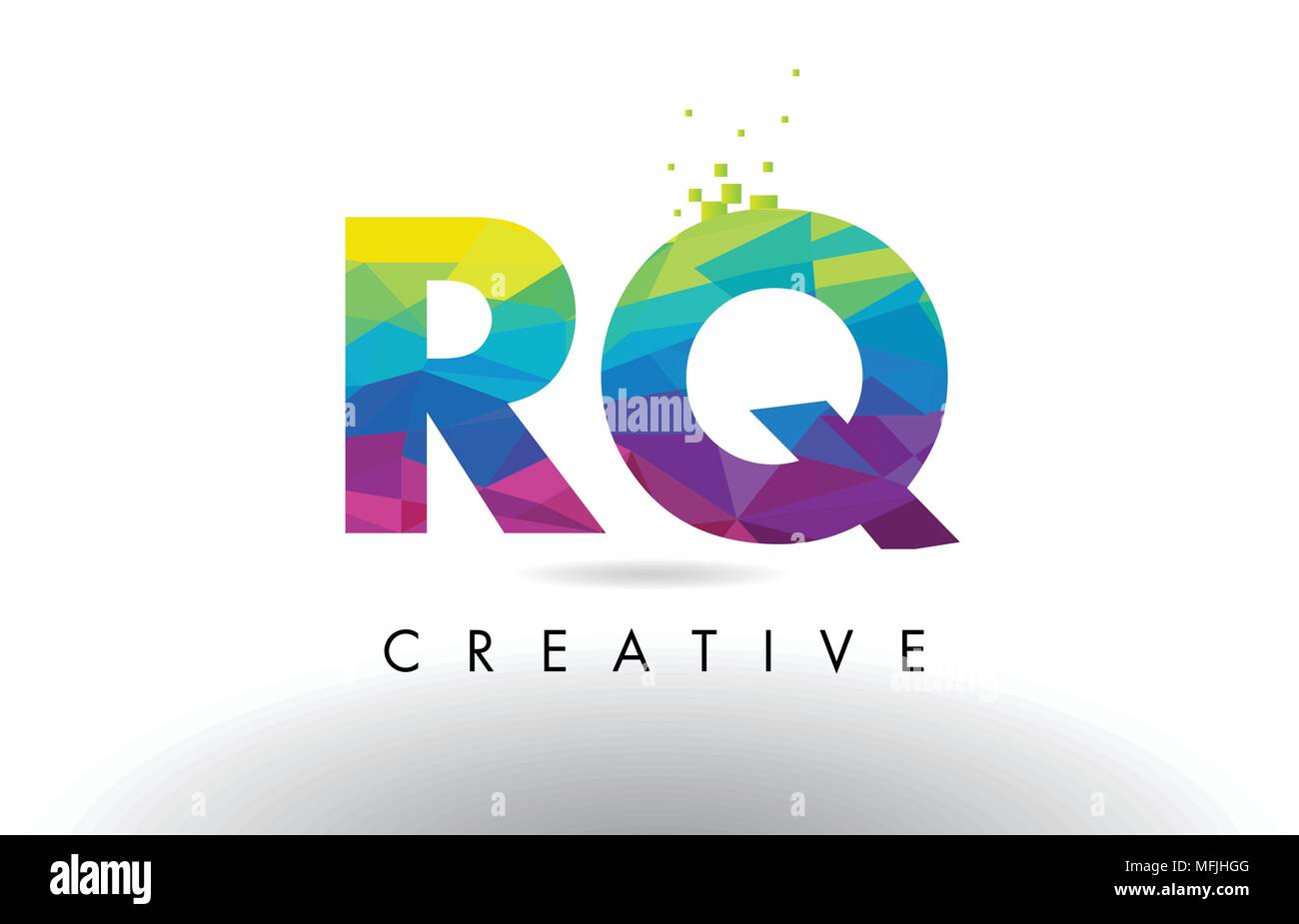 RQ R Q Colorful Letter Design with Creative Origami Triangles Rainbow ...