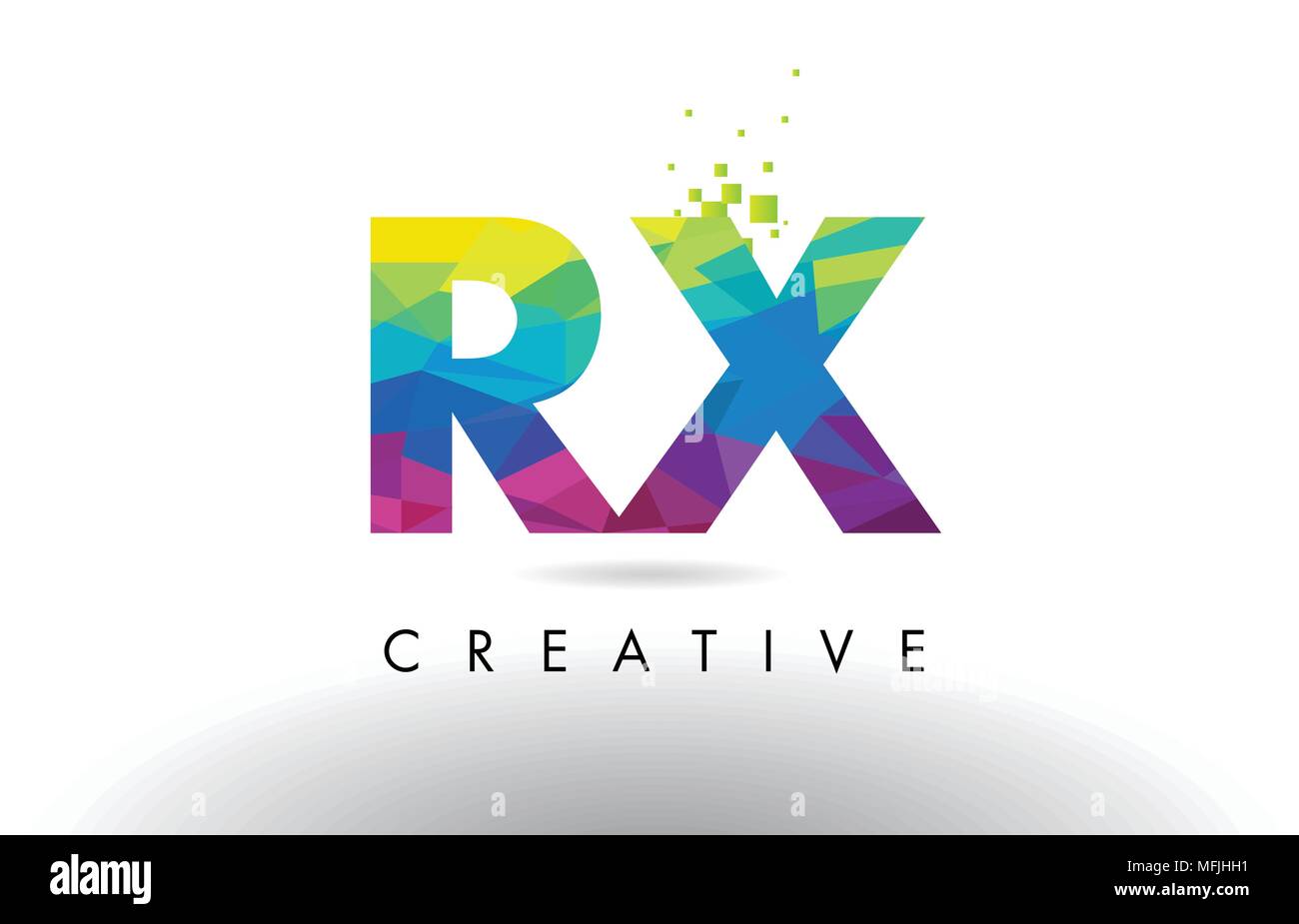 RX R X Colorful Letter Design with Creative Origami Triangles Rainbow ...