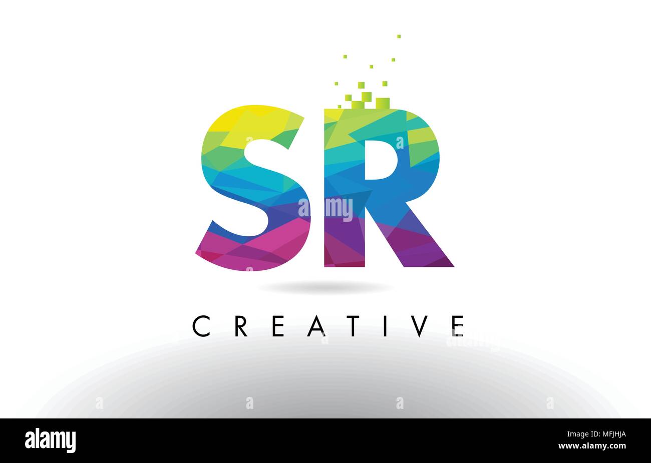 SR S R Colorful Letter Design with Creative Origami Triangles Rainbow ...
