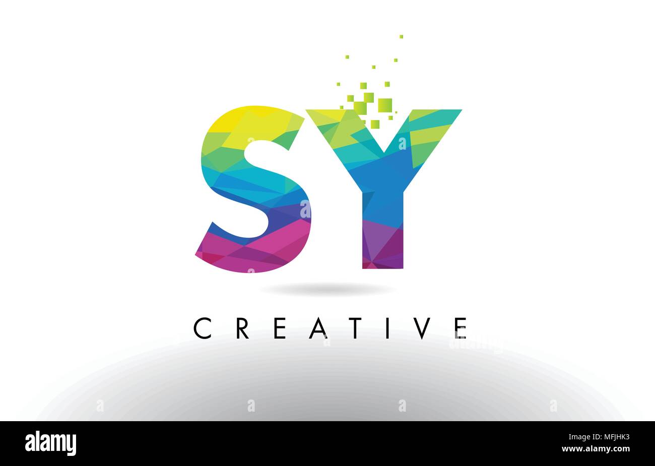 SY S Y Colorful Letter Design with Creative Origami Triangles Rainbow ...