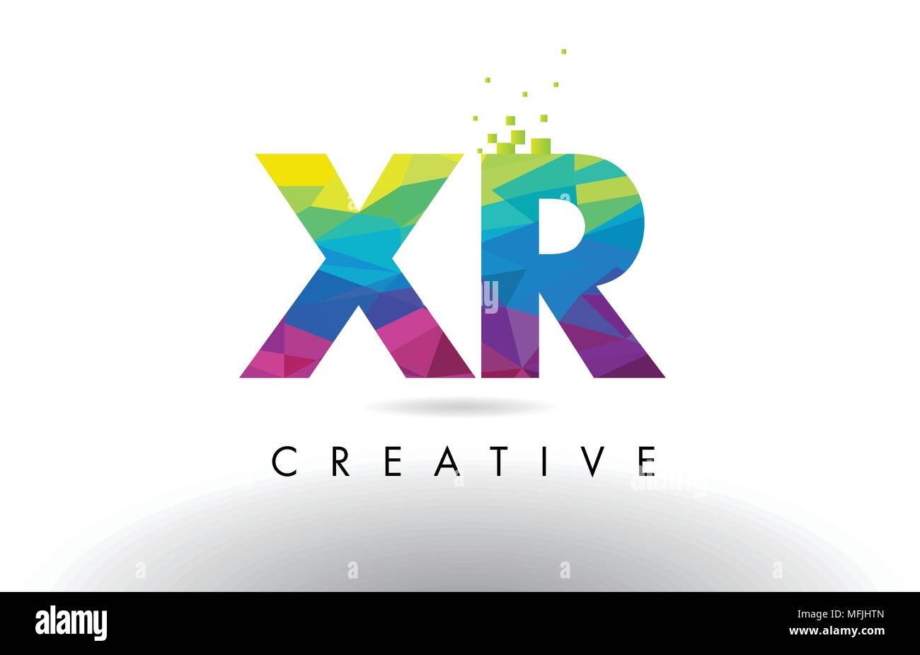 XR X R Colorful Letter Design with Creative Origami Triangles Rainbow ...