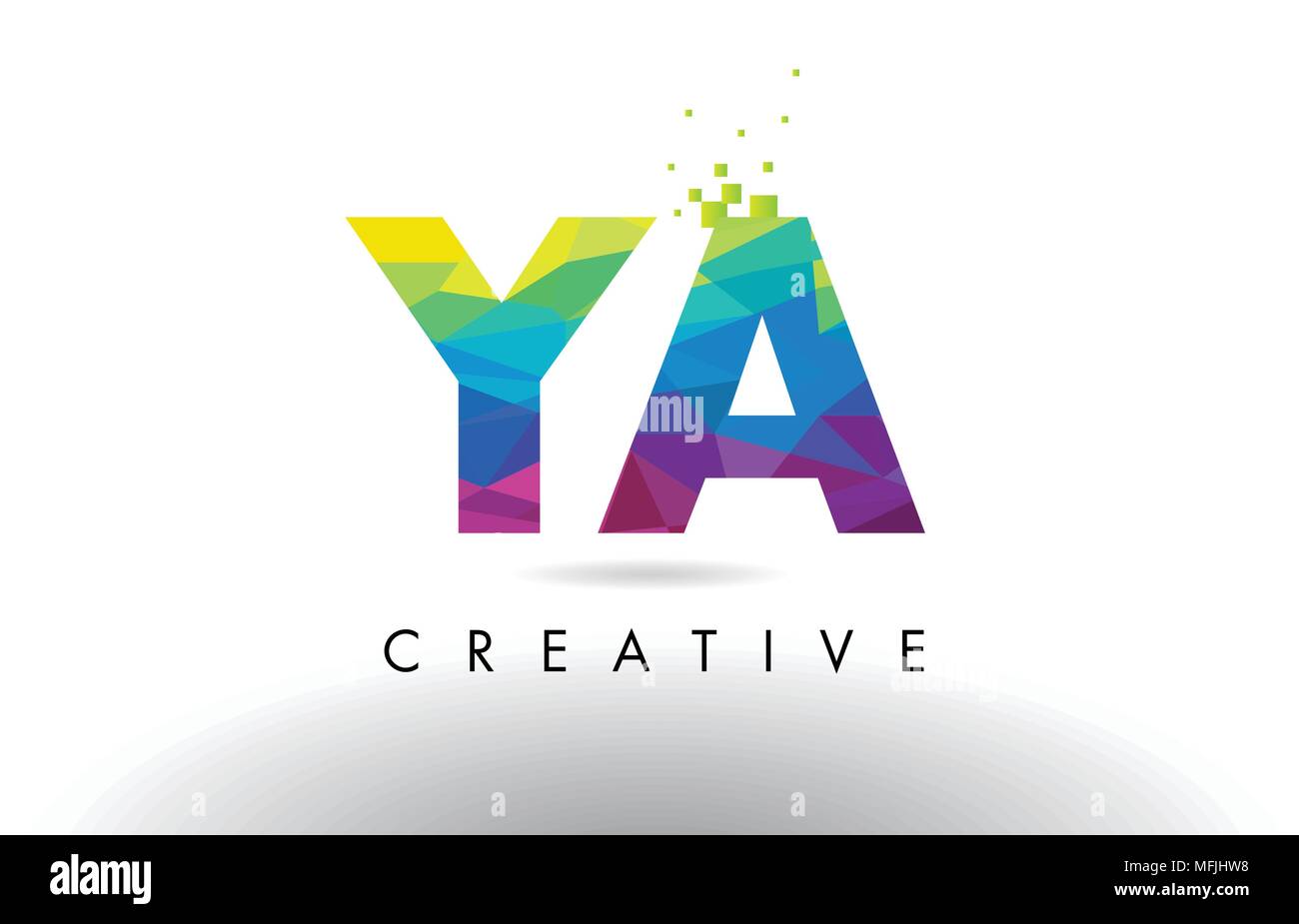 YA Y A Colorful Letter Design with Creative Origami Triangles Rainbow ...
