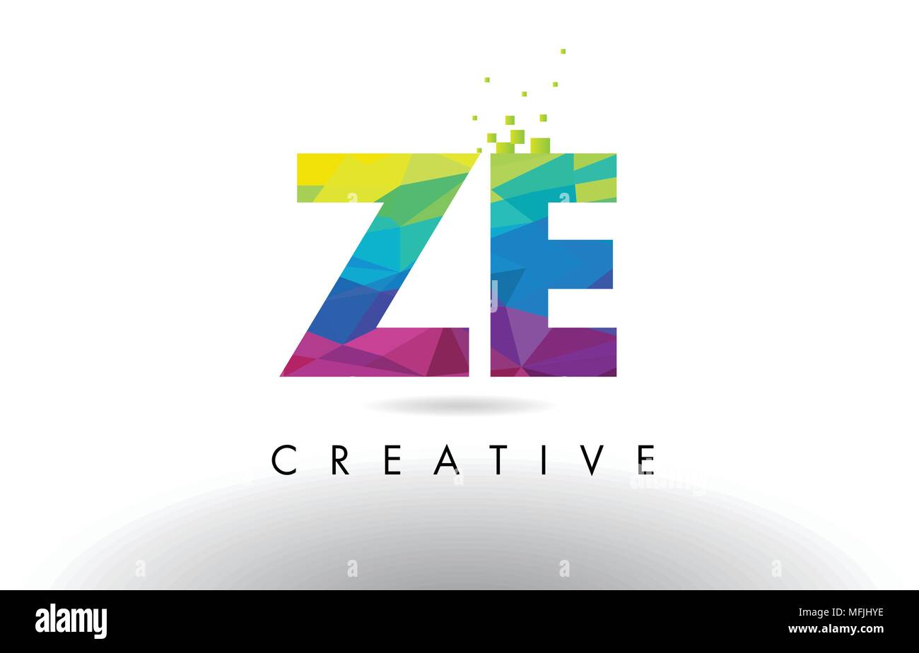 ZE Z E Colorful Letter Design with Creative Origami Triangles Rainbow ...