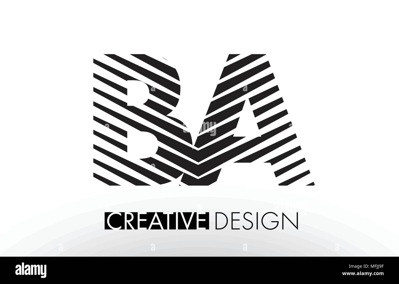 BA B A Lines Letter Design with Creative Elegant Zebra Vector ...