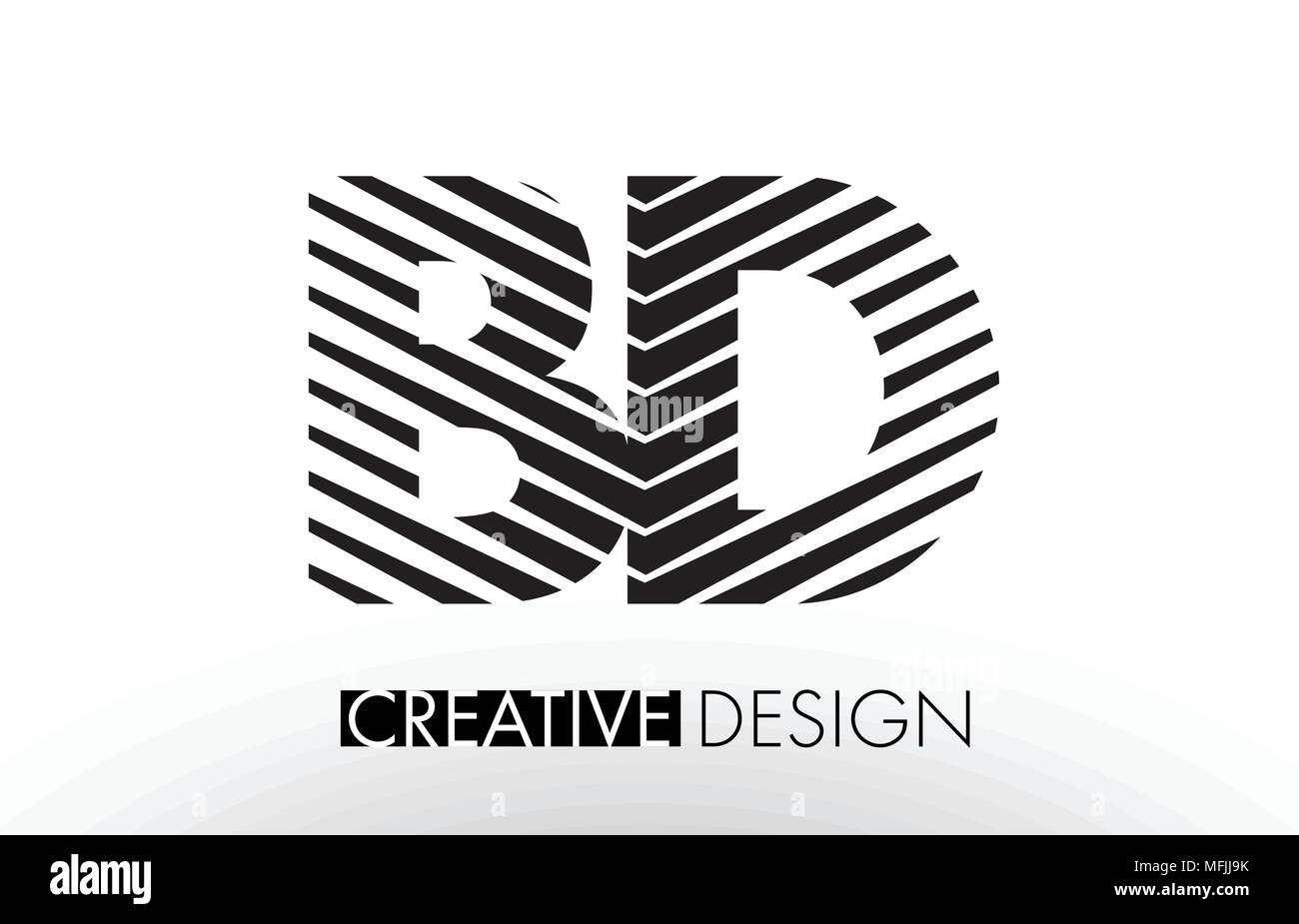 BD B D Lines Letter Design with Creative Elegant Zebra Vector ...