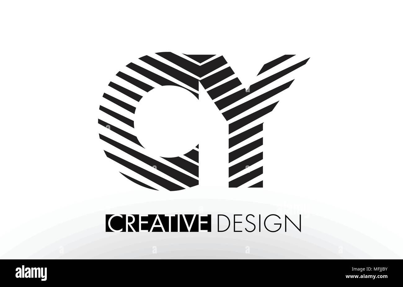 CY C Y Lines Letter Design with Creative Elegant Zebra Vector ...