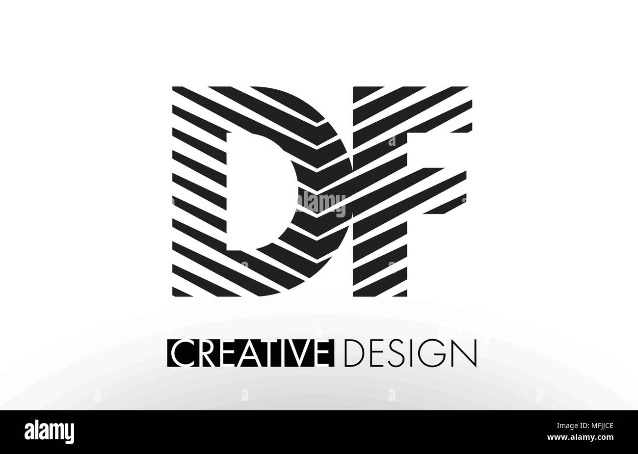 DF D F Lines Letter Design with Creative Elegant Zebra Vector ...