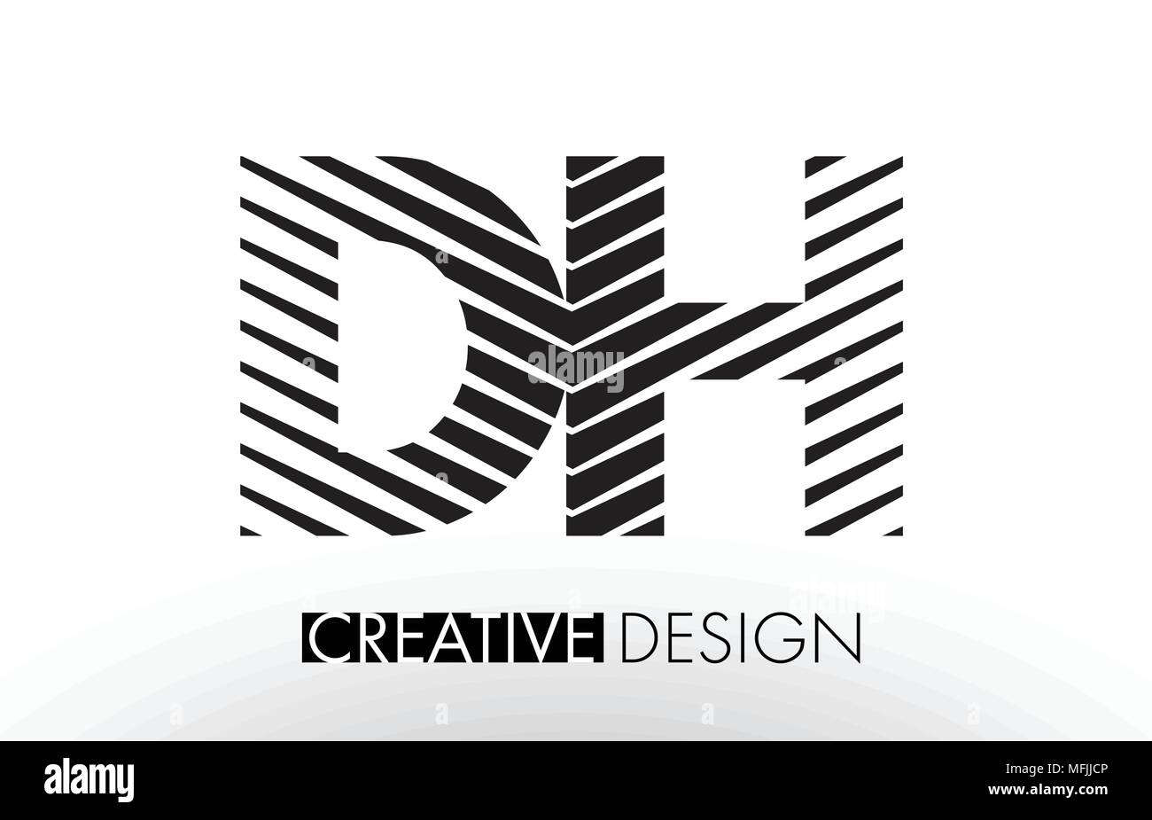 DH D H Lines Letter Design with Creative Elegant Zebra Vector ...