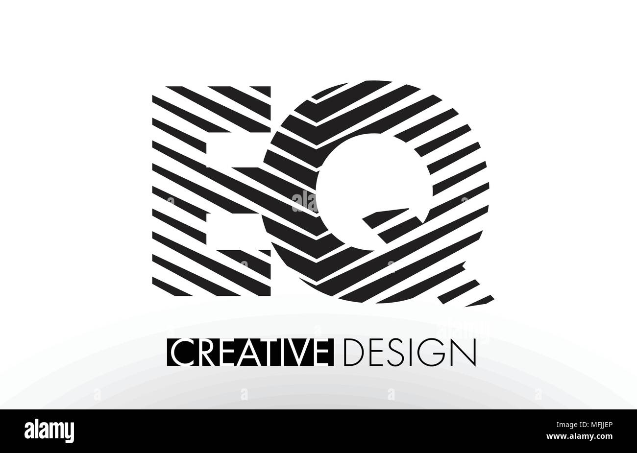 EQ E Q Lines Letter Design with Creative Elegant Zebra Vector ...