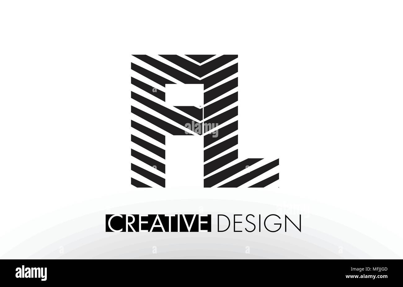 FL F L Lines Letter Design with Creative Elegant Zebra Vector ...