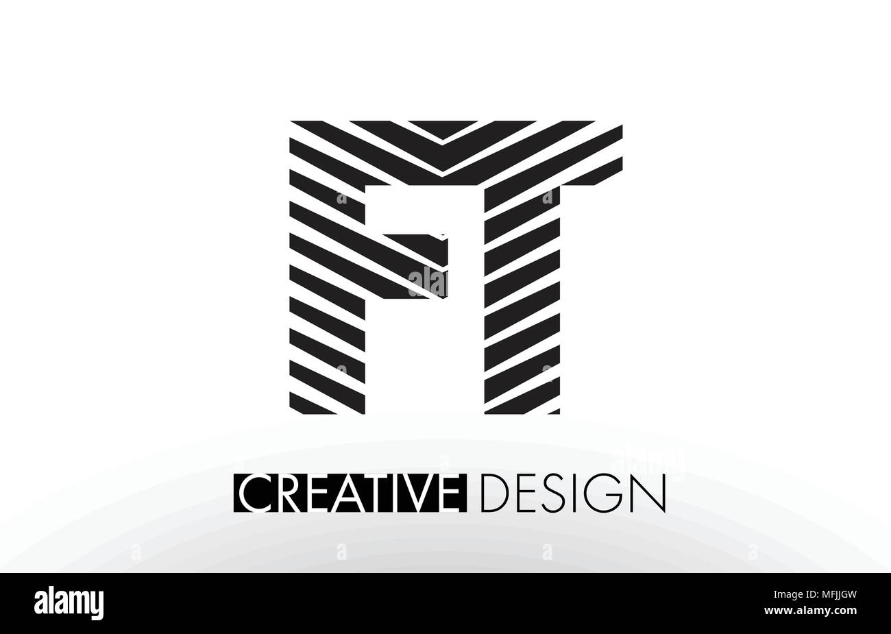 FT F T Lines Letter Design with Creative Elegant Zebra Vector ...