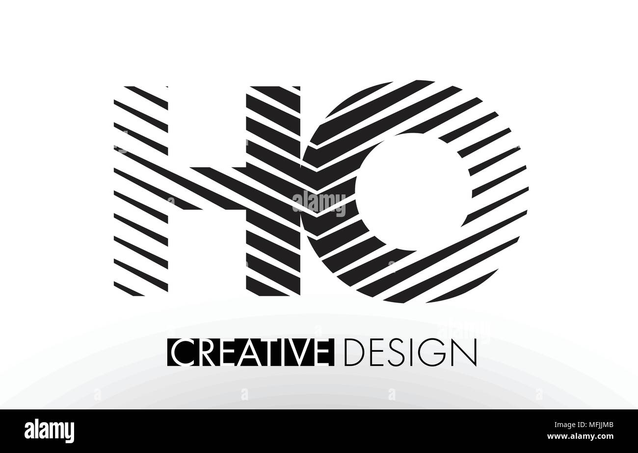 HO H O Lines Letter Design with Creative Elegant Zebra Vector Illustration. Stock Vector