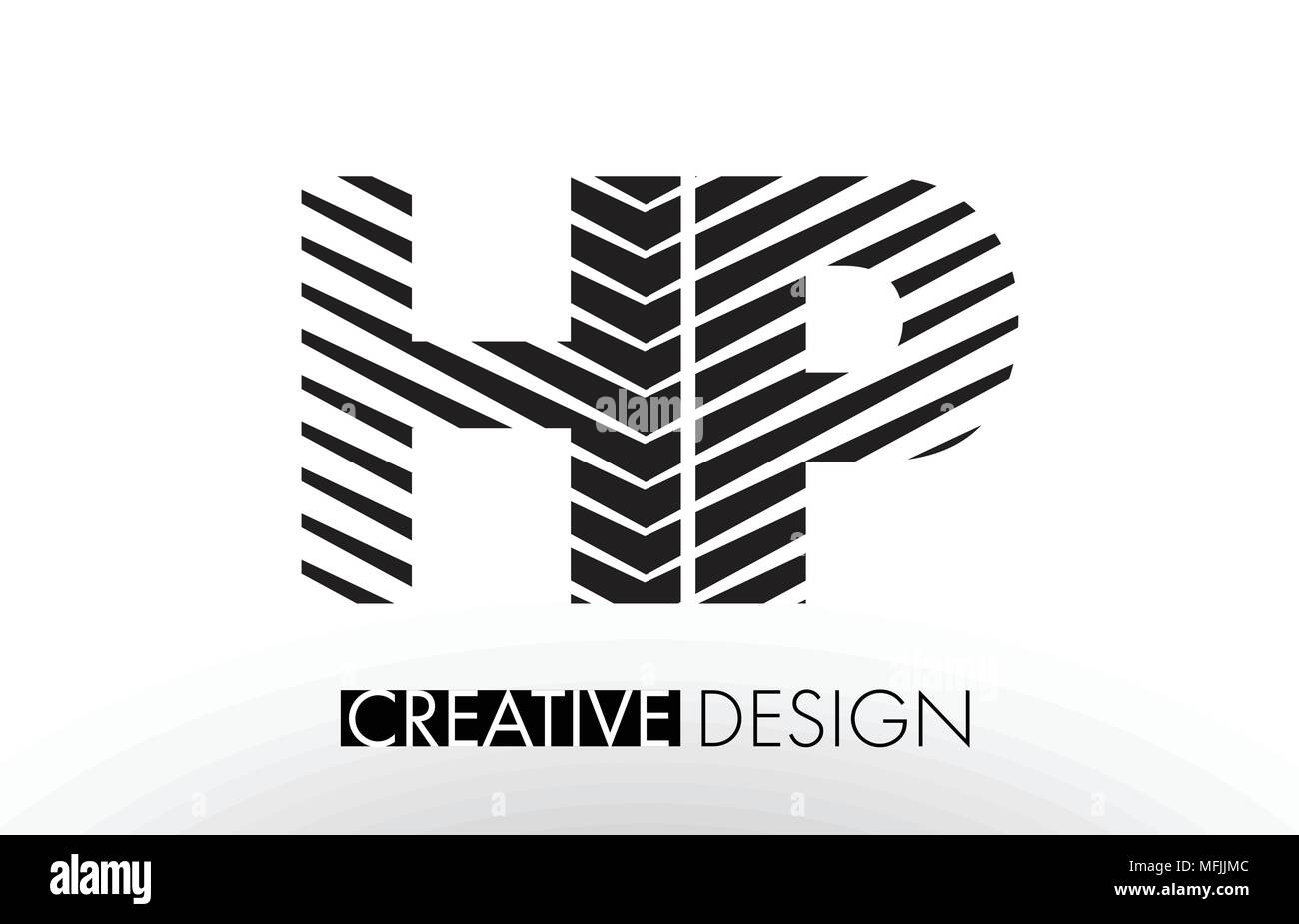 HP H P Lines Letter Design with Creative Elegant Zebra Vector ...