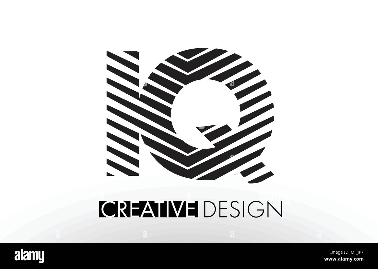 IQ I Q Lines Letter Design with Creative Elegant Zebra Vector ...