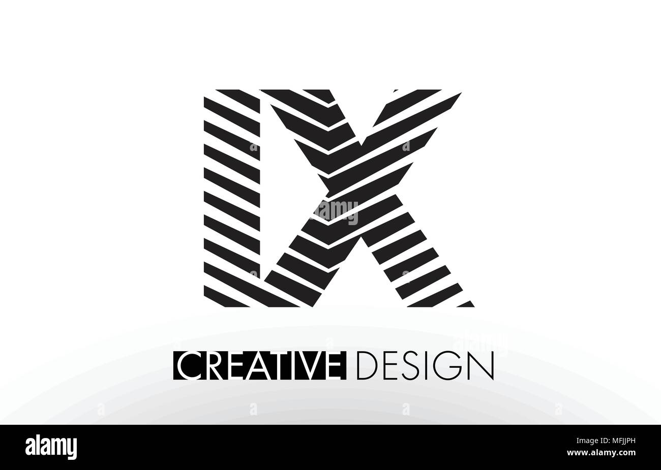 IX I X Lines Letter Design with Creative Elegant Zebra Vector Illustration. Stock Vector