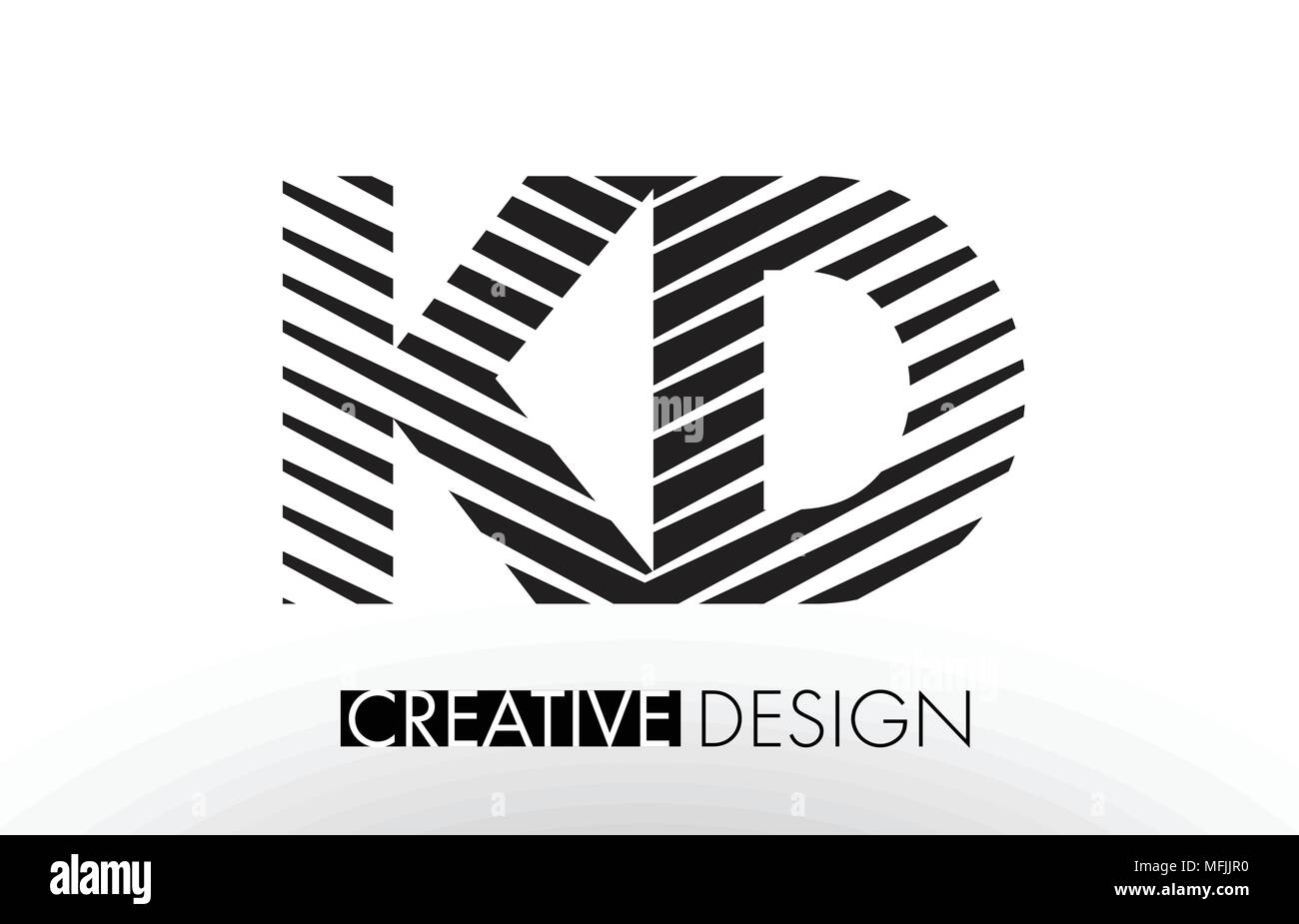 KD K D Lines Letter Design with Creative Elegant Zebra Vector ...