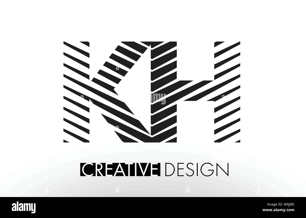 KH K H Lines Letter Design with Creative Elegant Zebra Vector ...