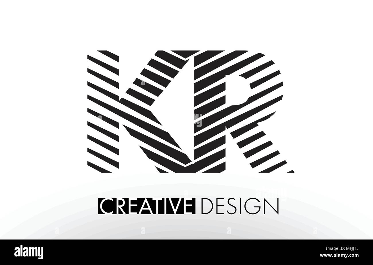 KR K R Lines Letter Design with Creative Elegant Zebra Vector ...