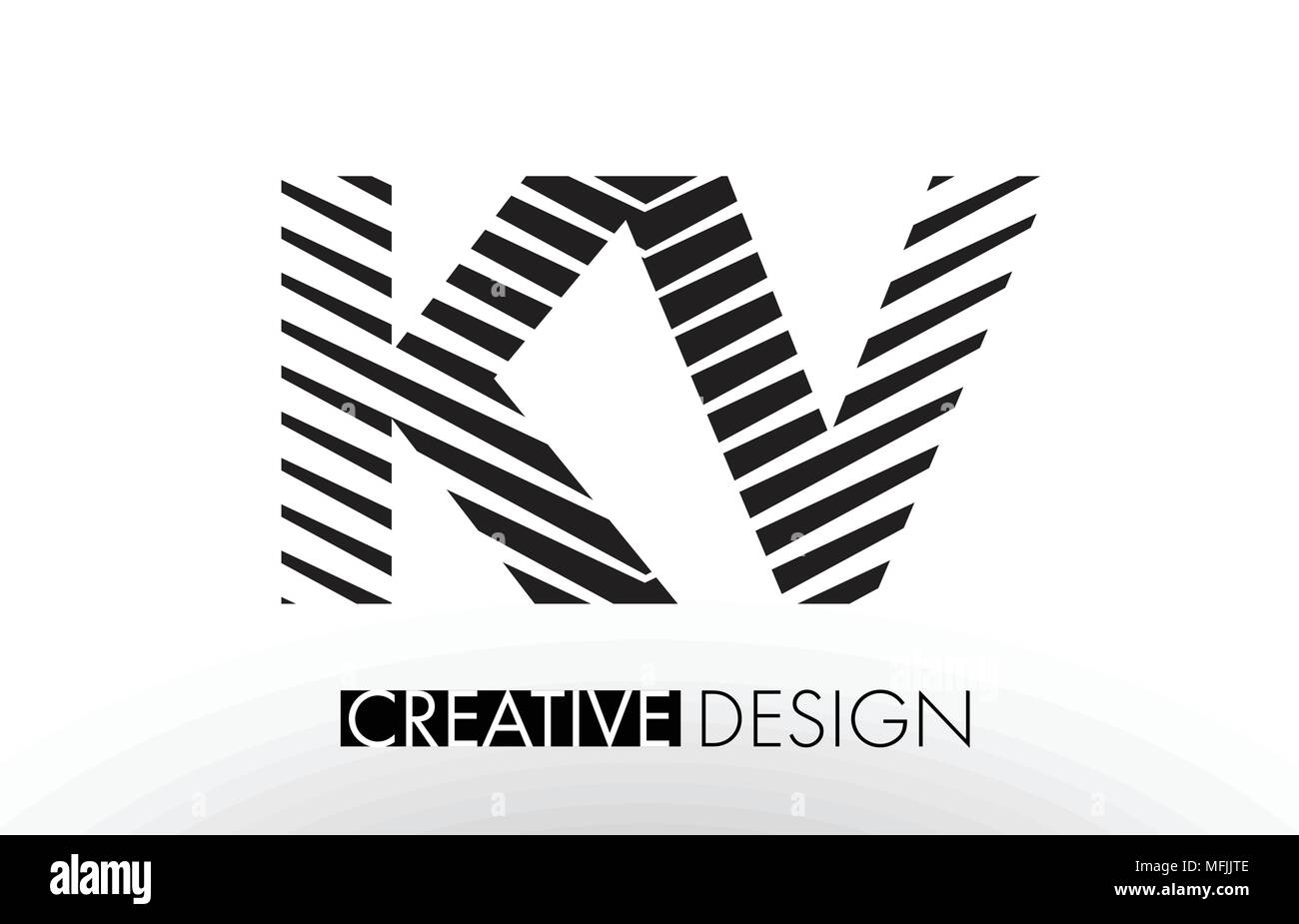 KV K V Lines Letter Design with Creative Elegant Zebra Vector ...