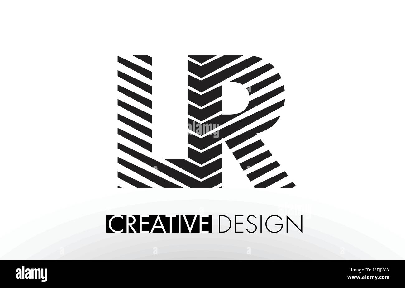 LR L R Lines Letter Design with Creative Elegant Zebra Vector ...