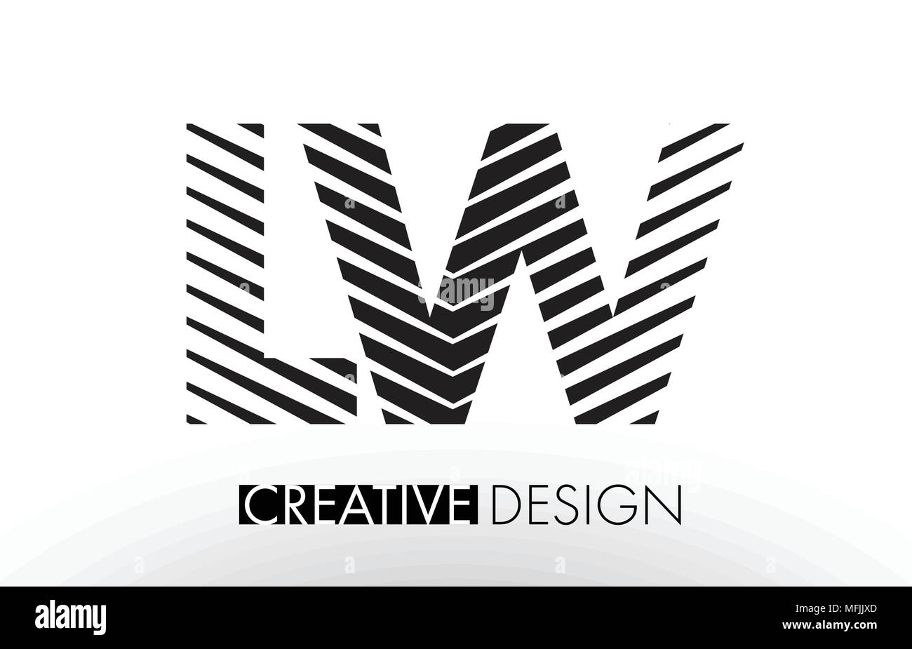 LW L W Lines Letter Design with Creative Elegant Zebra Vector ...