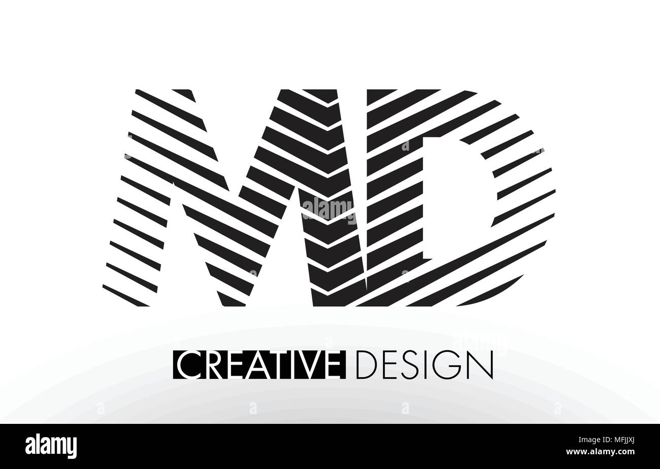 MD M D Lines Letter Design with Creative Elegant Zebra Vector ...