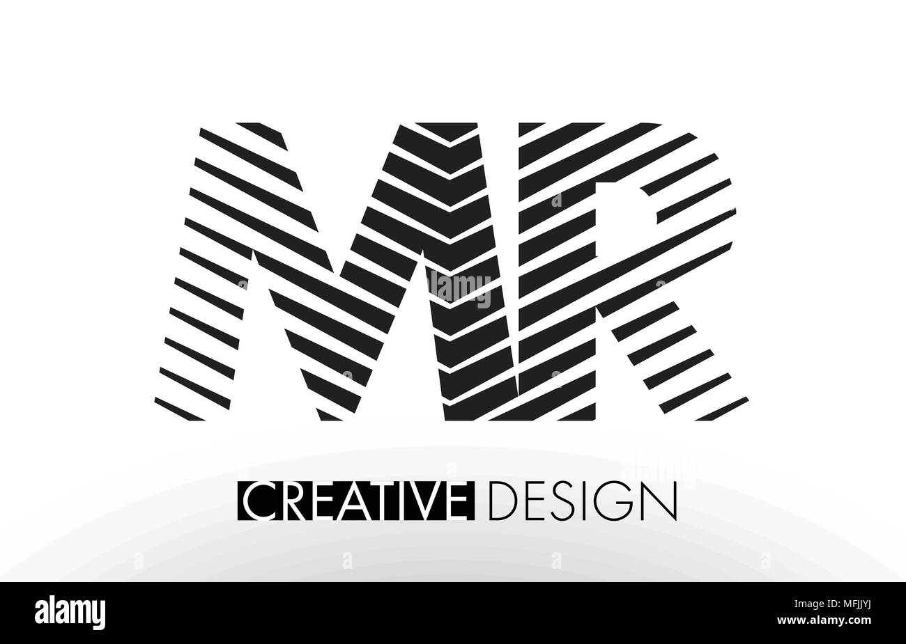 MR M R Lines Letter Design with Creative Elegant Zebra Vector