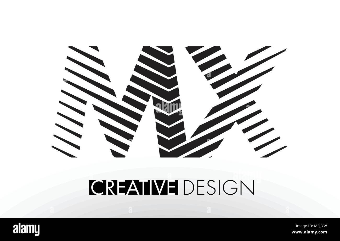 MX M X Lines Letter Design with Creative Elegant Zebra Vector ...
