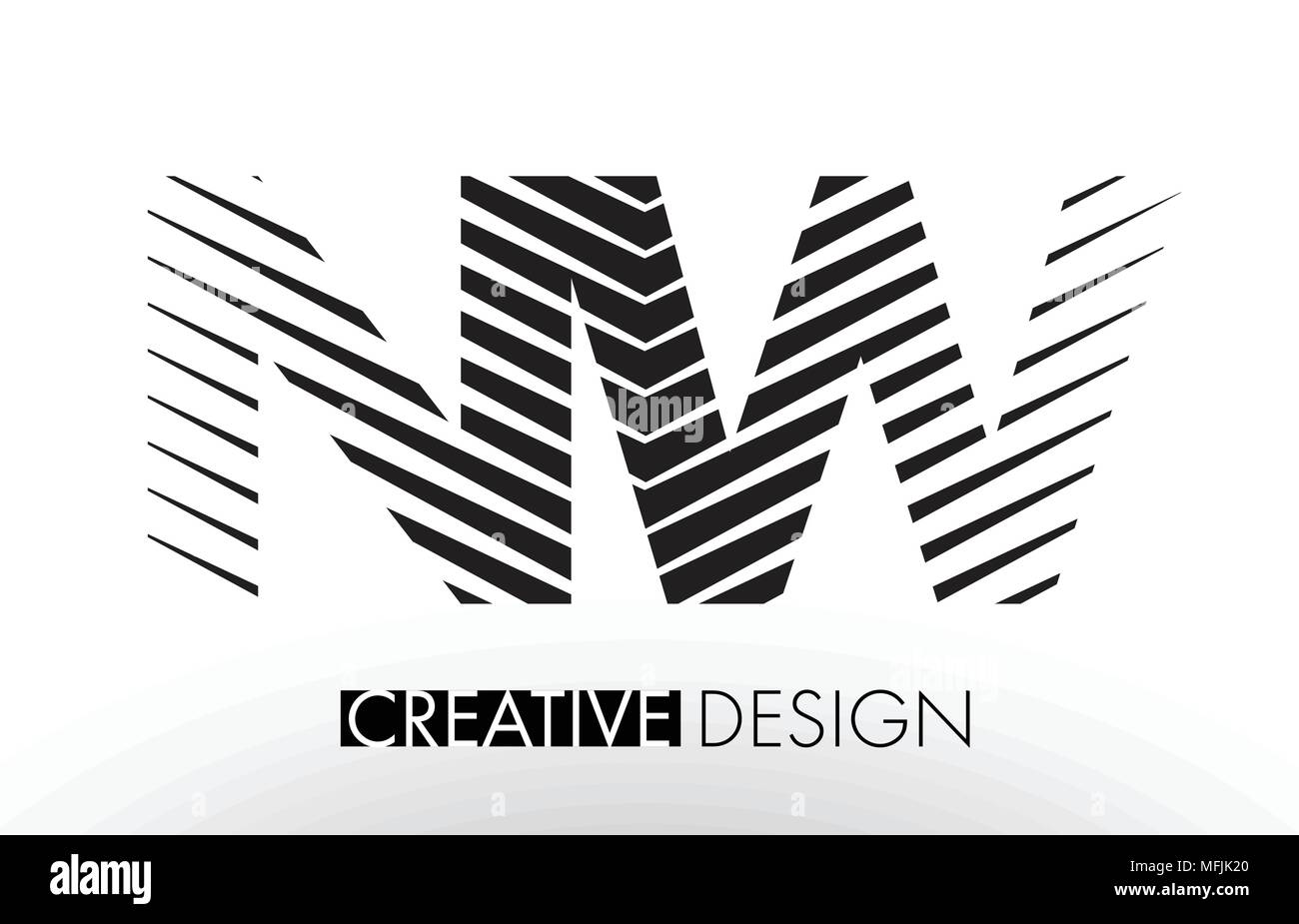 NW N W Lines Letter Design with Creative Elegant Zebra Vector ...