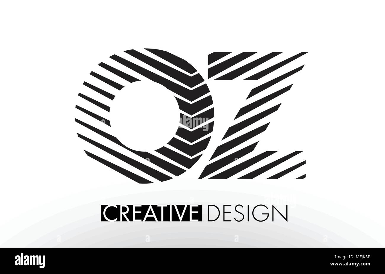 OZ O Z Lines Letter Design with Creative Elegant Zebra Vector Illustration. Stock Vector