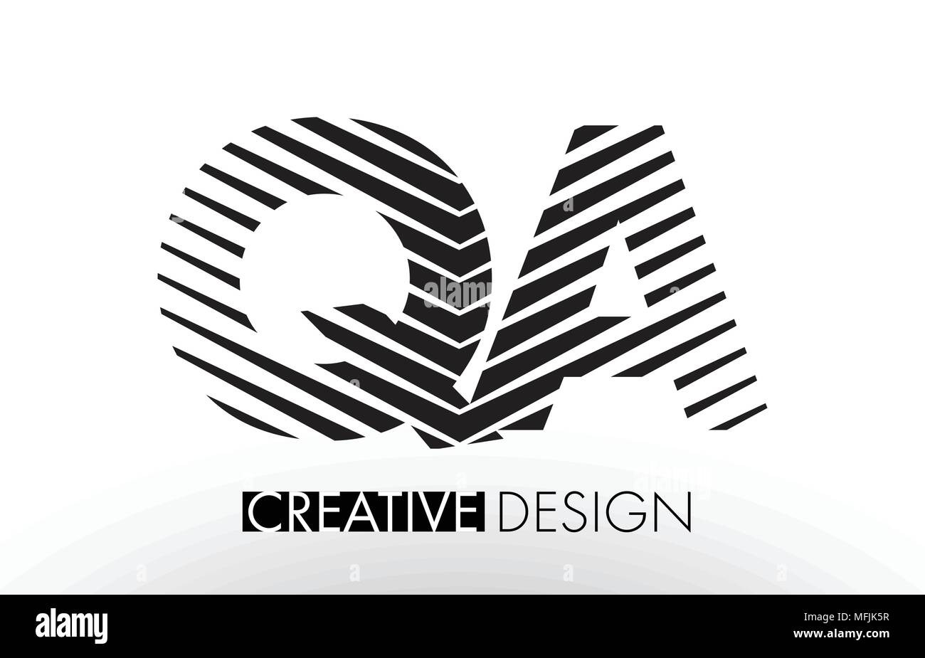 QA Q A Lines Letter Design with Creative Elegant Zebra Vector ...