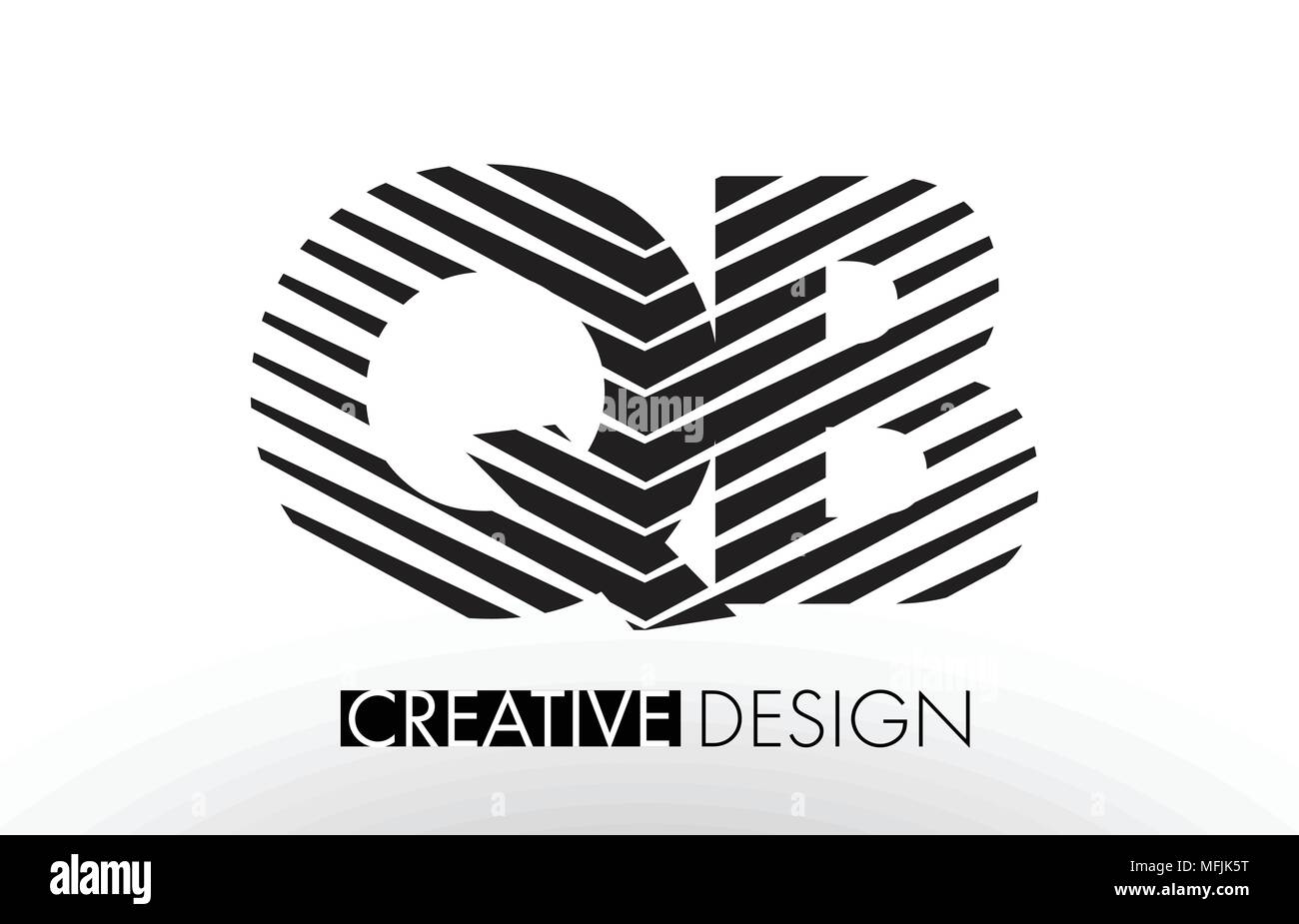 QB Q B Lines Letter Design with Creative Elegant Zebra Vector ...