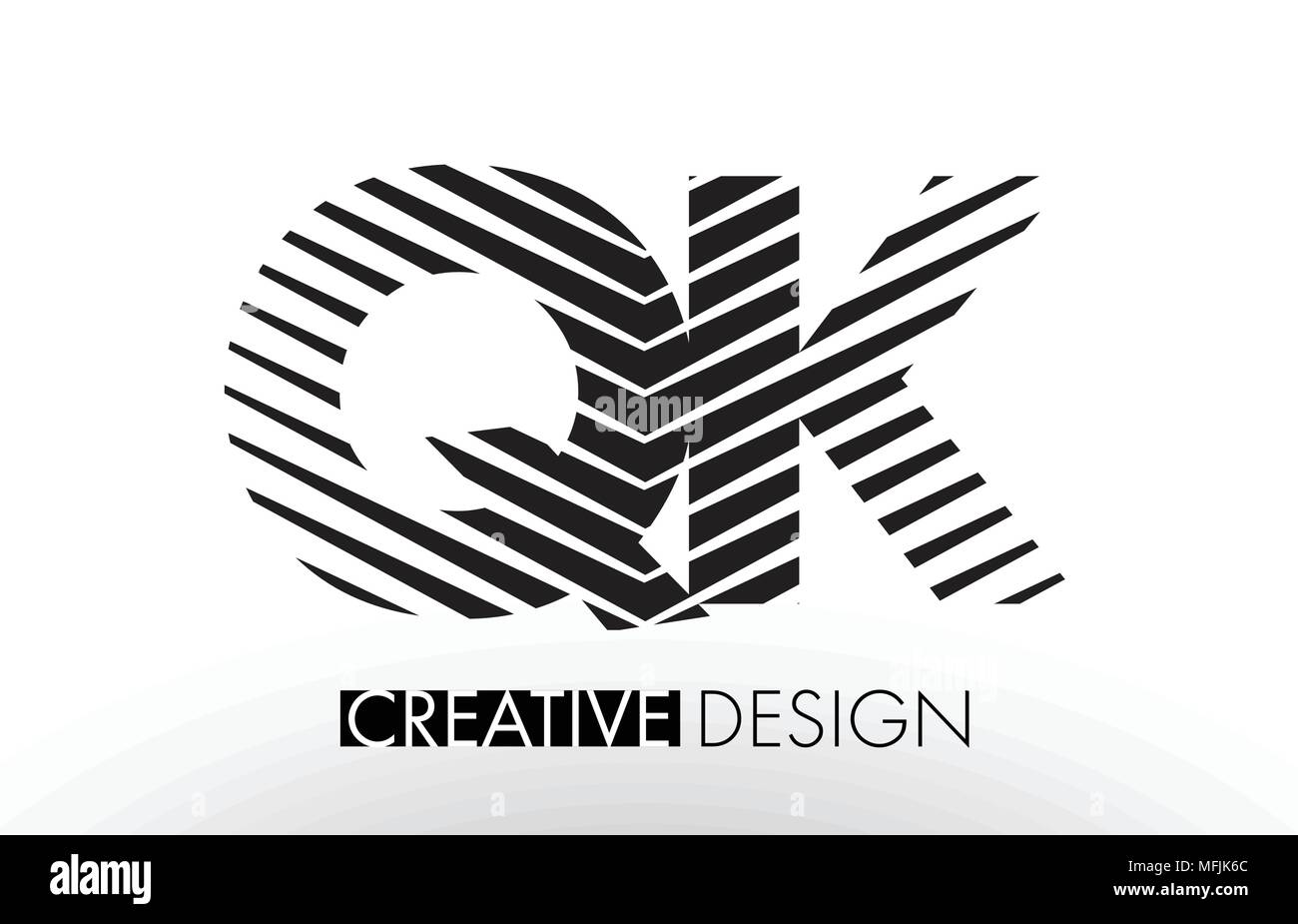QK Q K Lines Letter Design with Creative Elegant Zebra Vector ...