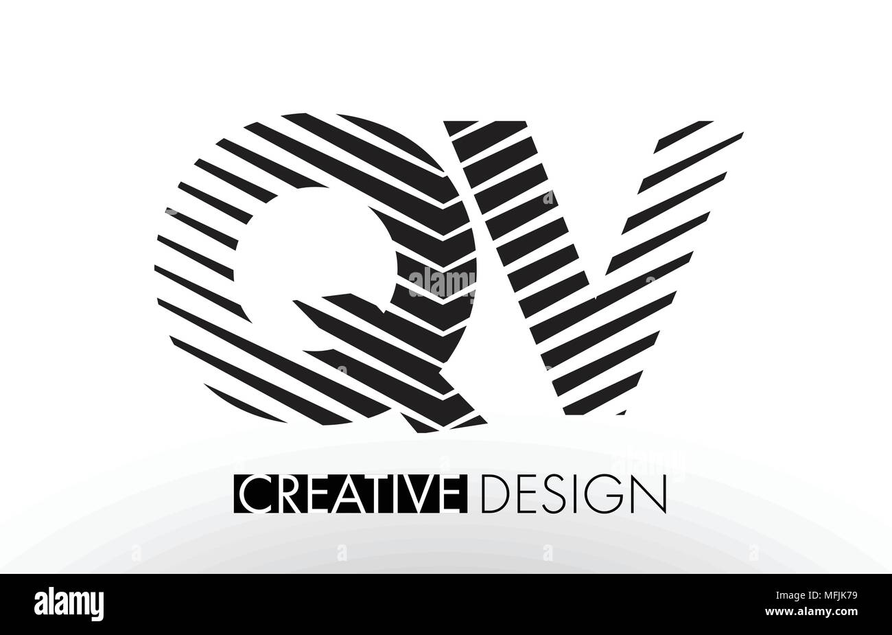 QV Q V Lines Letter Design with Creative Elegant Zebra Vector ...