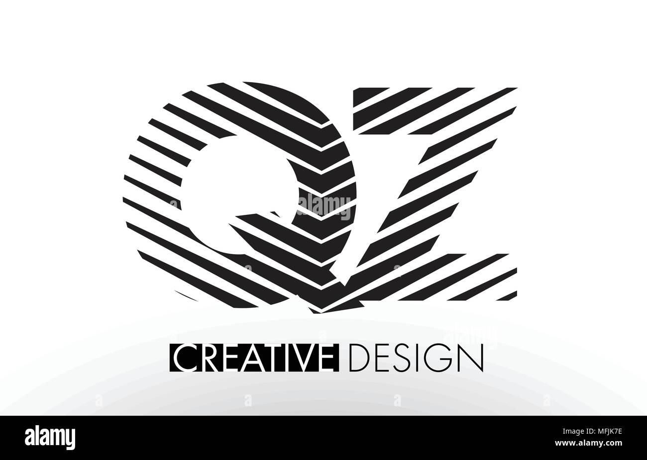 QZ Q Z Lines Letter Design with Creative Elegant Zebra Vector Illustration. Stock Vector
