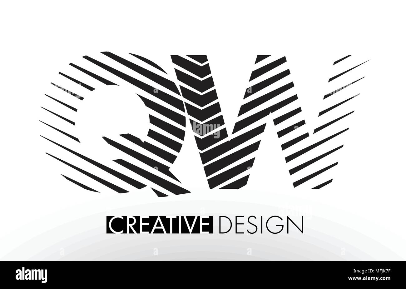 QW Q W Lines Letter Design with Creative Elegant Zebra Vector ...