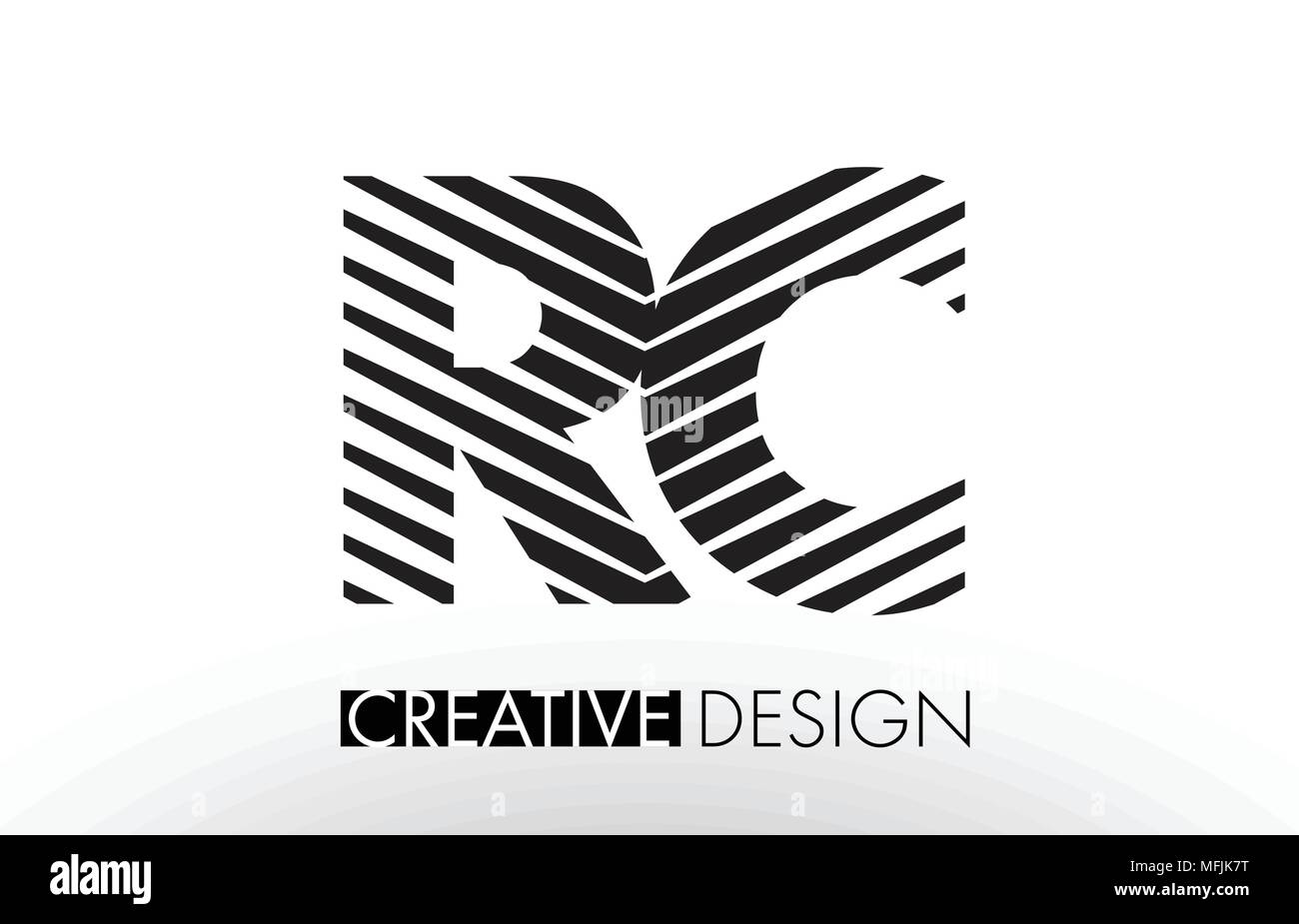 RC R C Lines Letter Design with Creative Elegant Zebra Vector ...