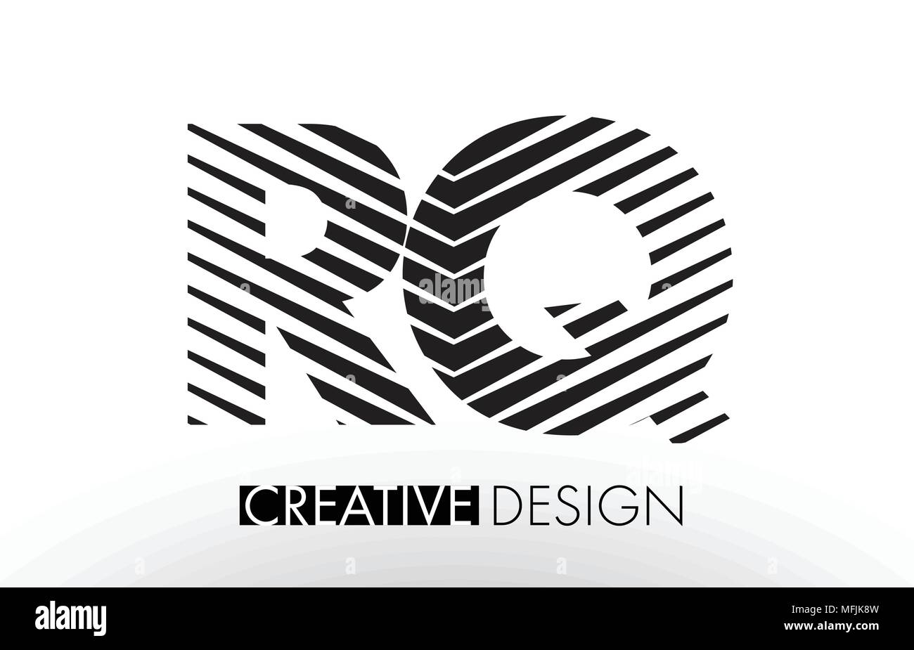 RQ R Q Lines Letter Design with Creative Elegant Zebra Vector ...