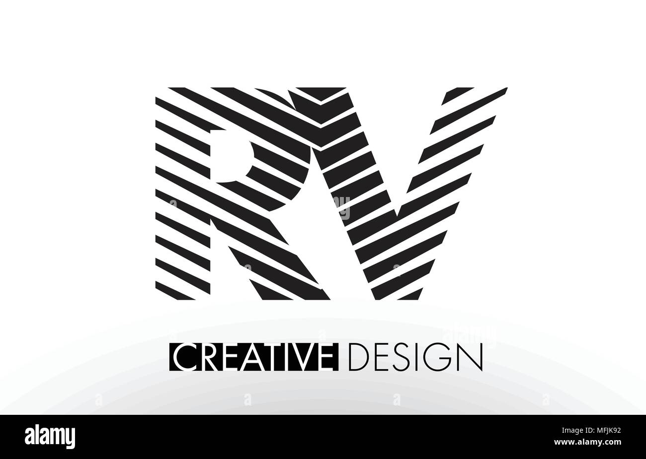RV R V Lines Letter Design with Creative Elegant Zebra Vector ...