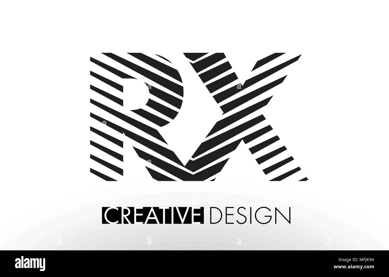 RX R X Lines Letter Design with Creative Elegant Zebra Vector ...