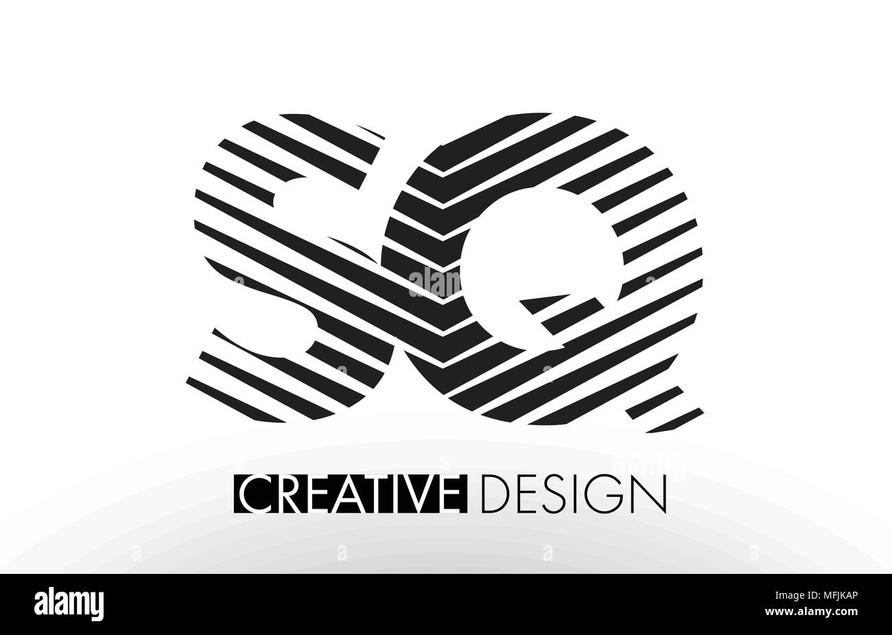SQ S Q Lines Letter Design with Creative Elegant Zebra Vector ...