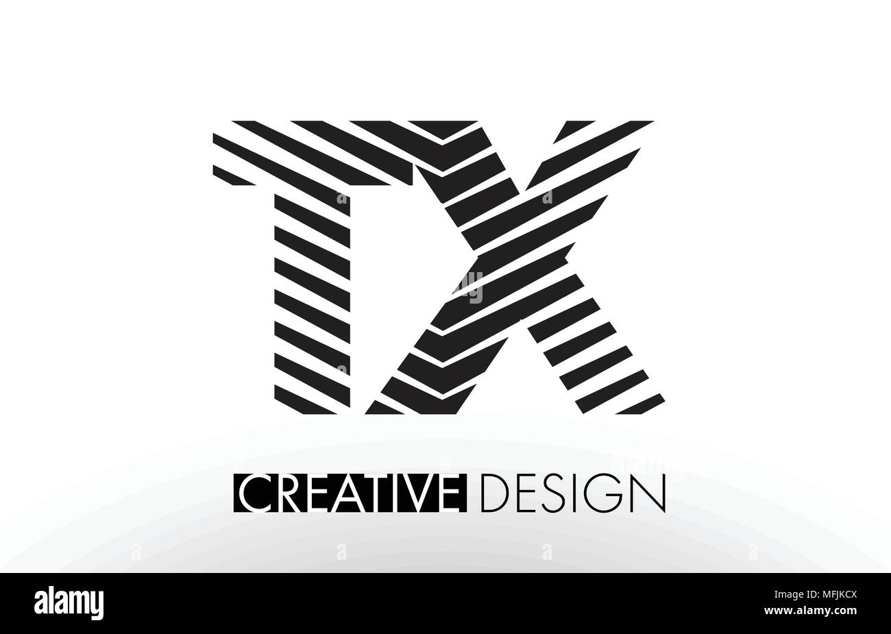 TX T X Lines Letter Design with Creative Elegant Zebra Vector Illustration. Stock Vector