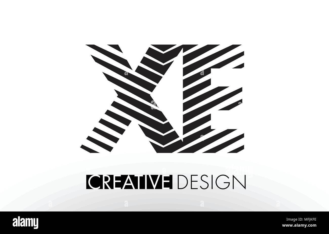 XE X E Lines Letter Design with Creative Elegant Zebra Vector ...