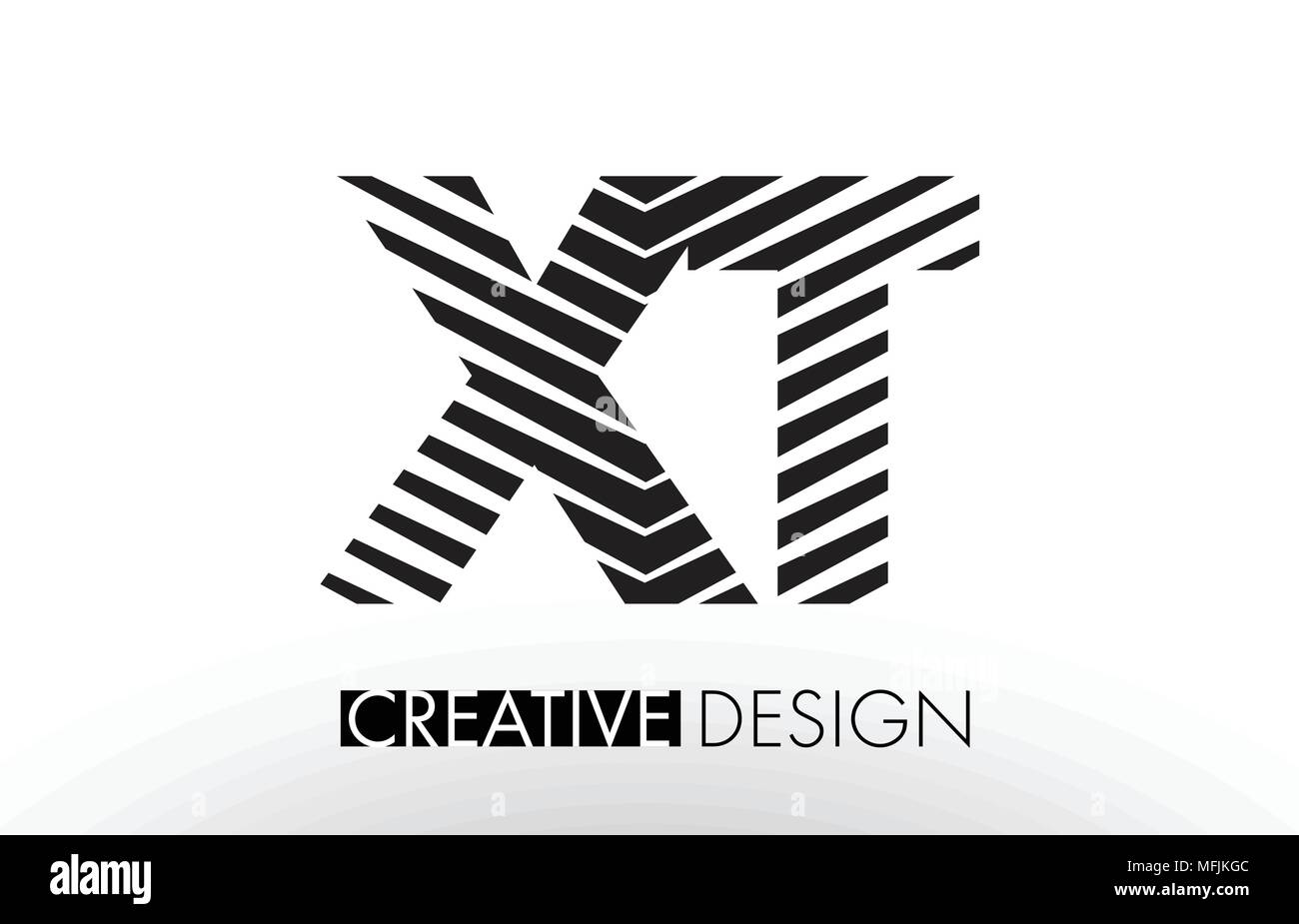XT X T Lines Letter Design with Creative Elegant Zebra Vector Illustration. Stock Vector