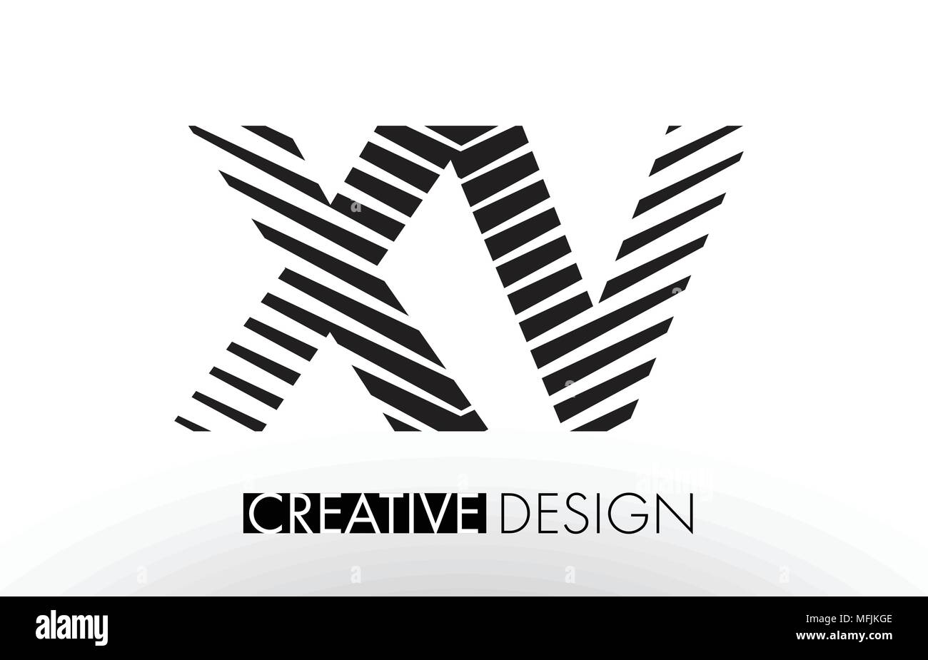 XV X V Lines Letter Design with Creative Elegant Zebra Vector ...