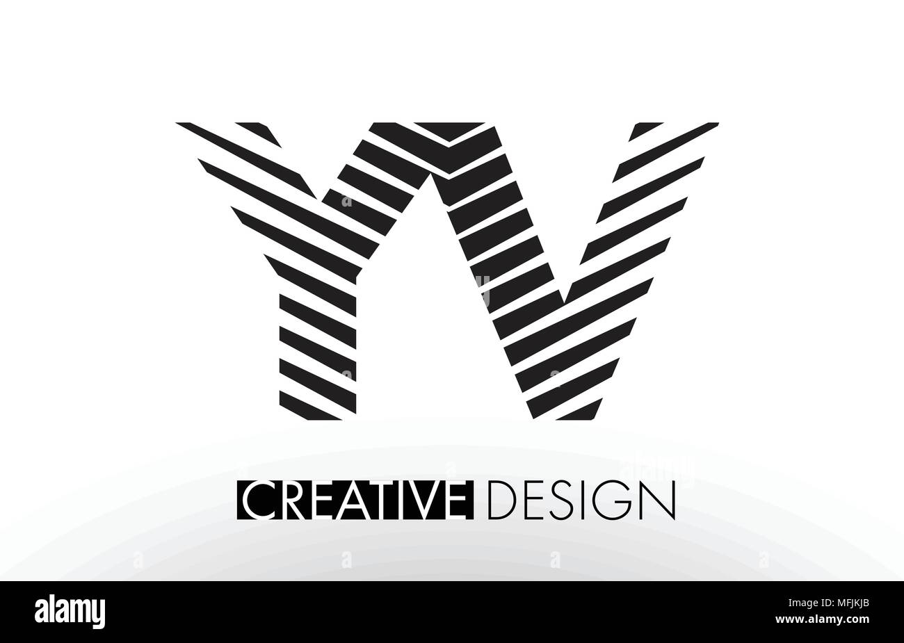 YV Y V Lines Letter Design with Creative Elegant Zebra Vector Illustration. Stock Vector