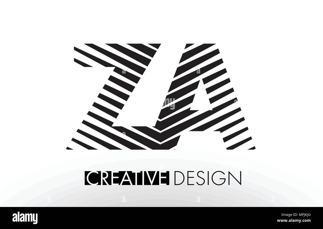 ZA Z A Lines Letter Design with Creative Elegant Zebra Vector ...