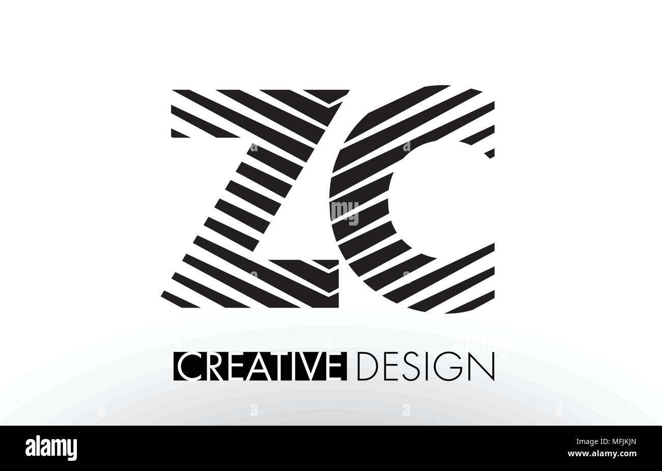 ZC Z C Lines Letter Design with Creative Elegant Zebra Vector ...