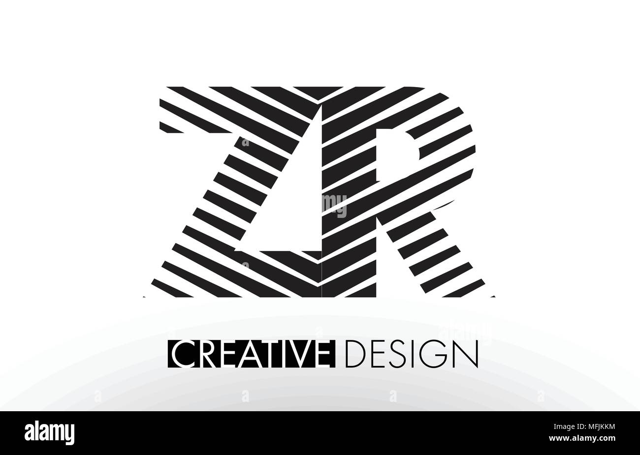 ZR Z R Lines Letter Design with Creative Elegant Zebra Vector