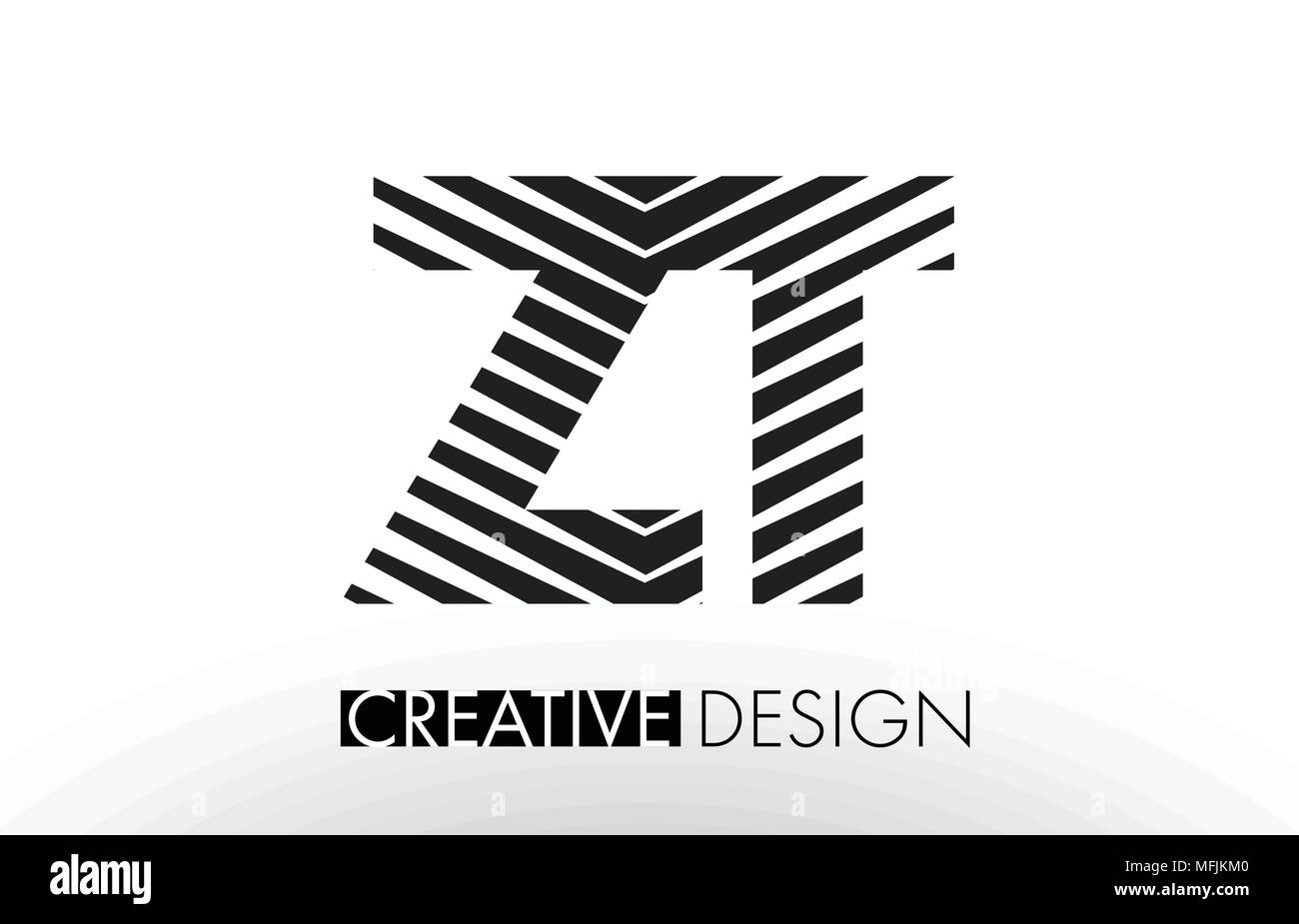 ZT Z T Lines Letter Design with Creative Elegant Zebra Vector ...